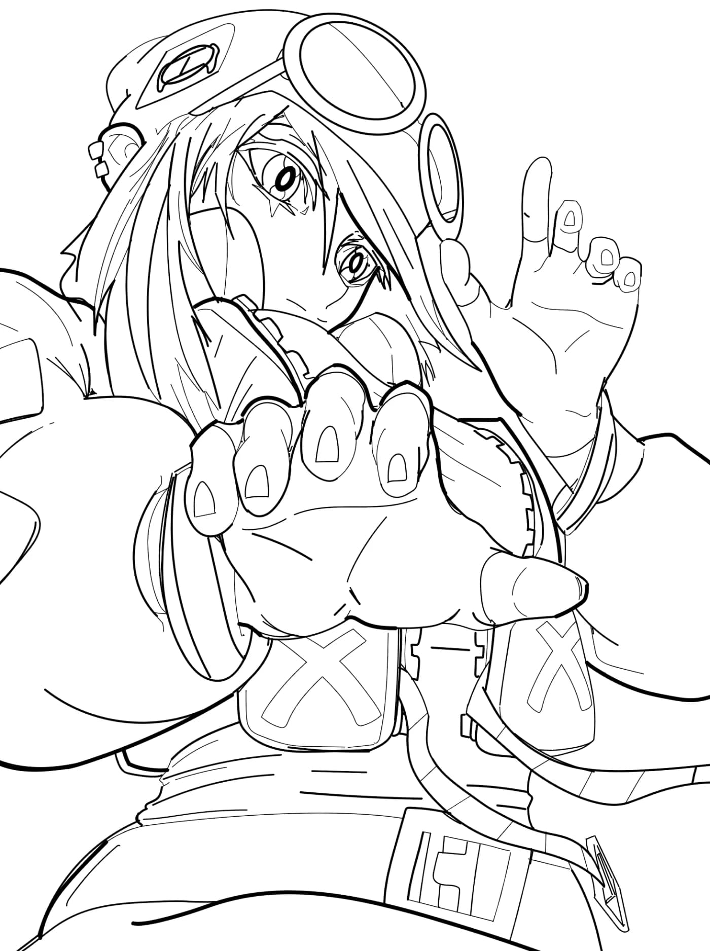 The same figure redrawn as clean black vector outlines with no color